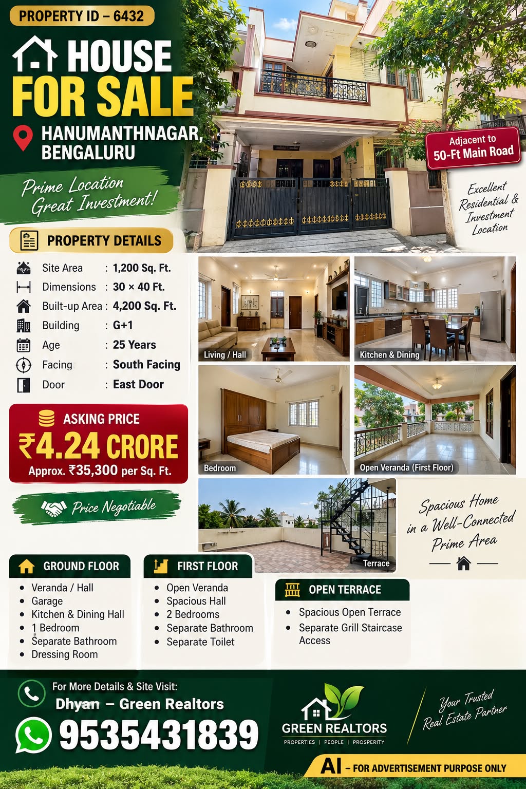 PROPERTY ID – 6432  🏠✨ HOUSE FOR SALE – HANUMANTHNAGAR, BENGALURU ✨🏠