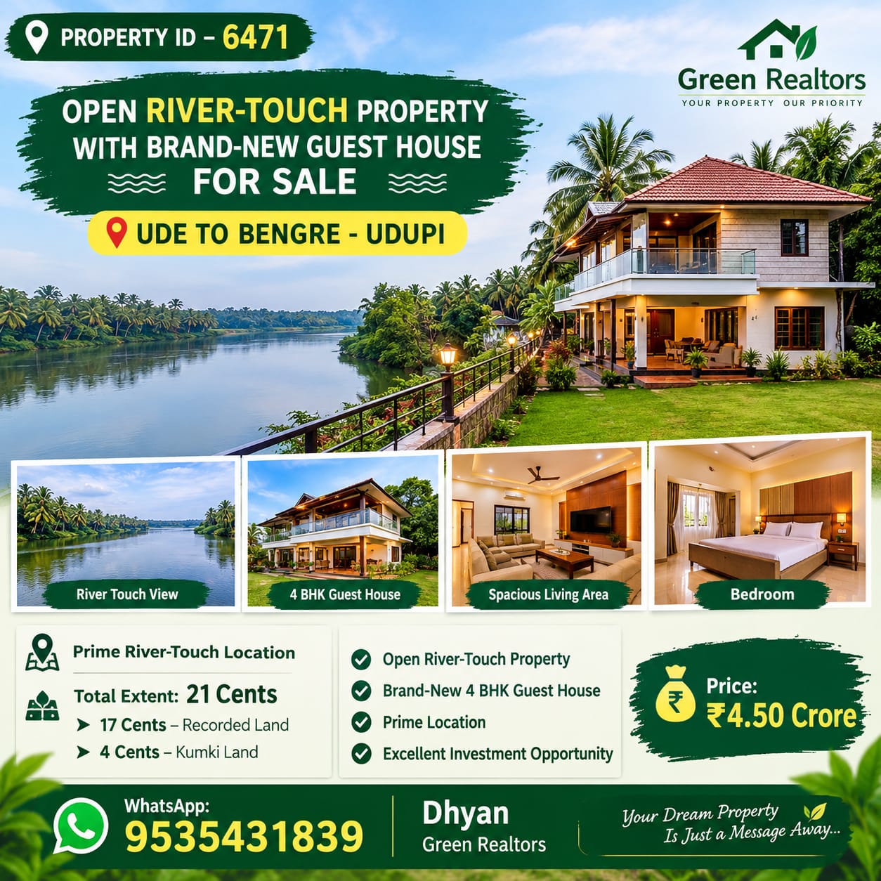 🆔 *PROPERTY ID – 6471*  *🏡🌊 🌊🏡 OPEN RIVER-TOUCH PROPERTY WITH BRAND-NEW GUEST HOUSE FOR SALE 🏡🌊🌊🏡*