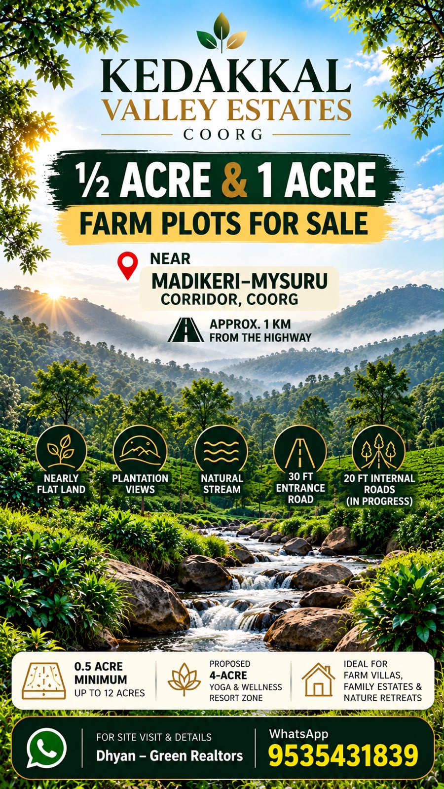 🆔 *PROPERTY ID – 6565*  🌿 *HALF-ACRE & 1-ACRE FARM PLOTS FOR SALE*